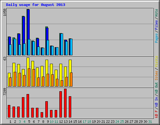 Daily usage for August 2013